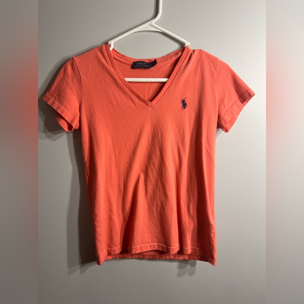 Salmon colored Ralph Lauren Polo tee shirt size small petite!